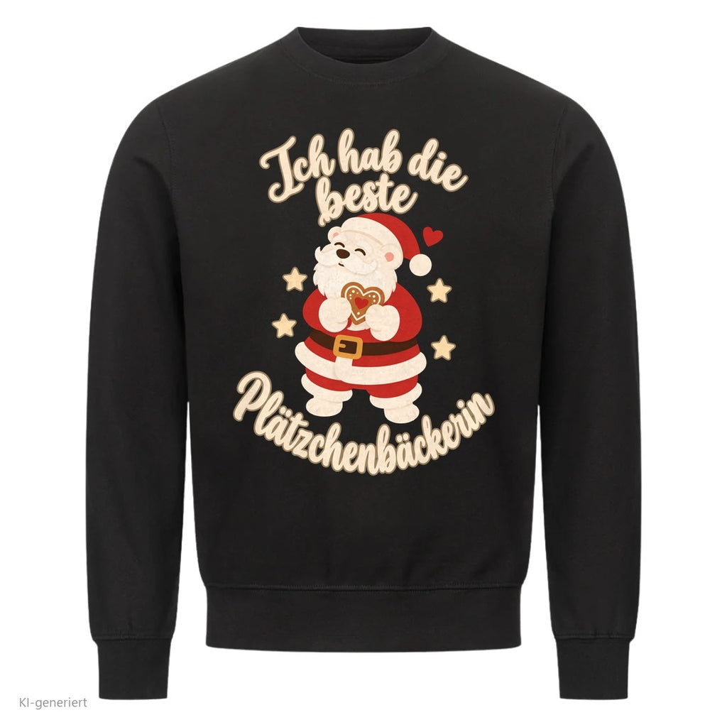 Partner Weihnachtspullover Weihnachtsmann: Ich hab die beste Plätzchenbäckerin - Sweatshirt in Schwarz