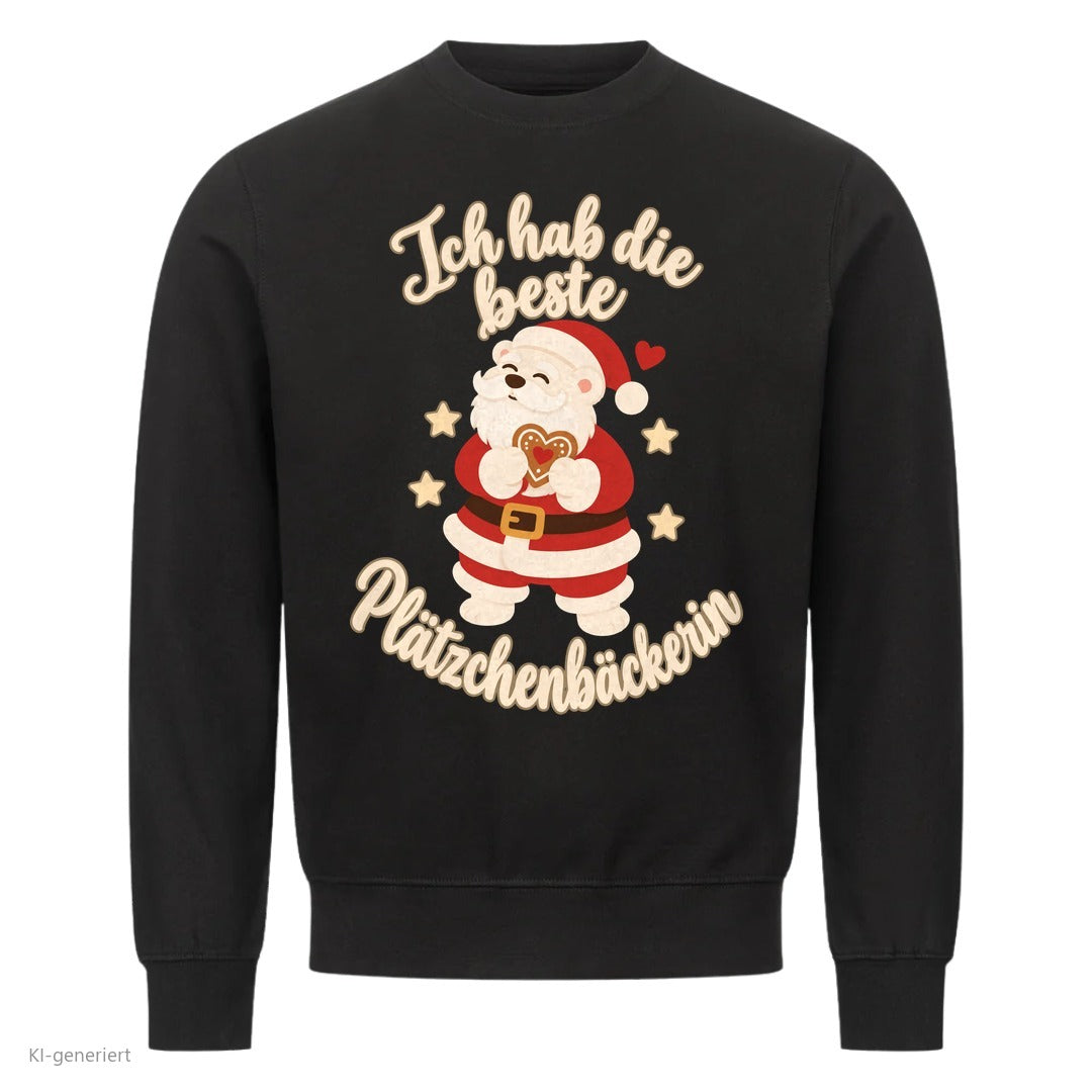 Partner Weihnachtspullover Weihnachtsmann: Ich hab die beste Plätzchenbäckerin - Sweatshirt in Schwarz