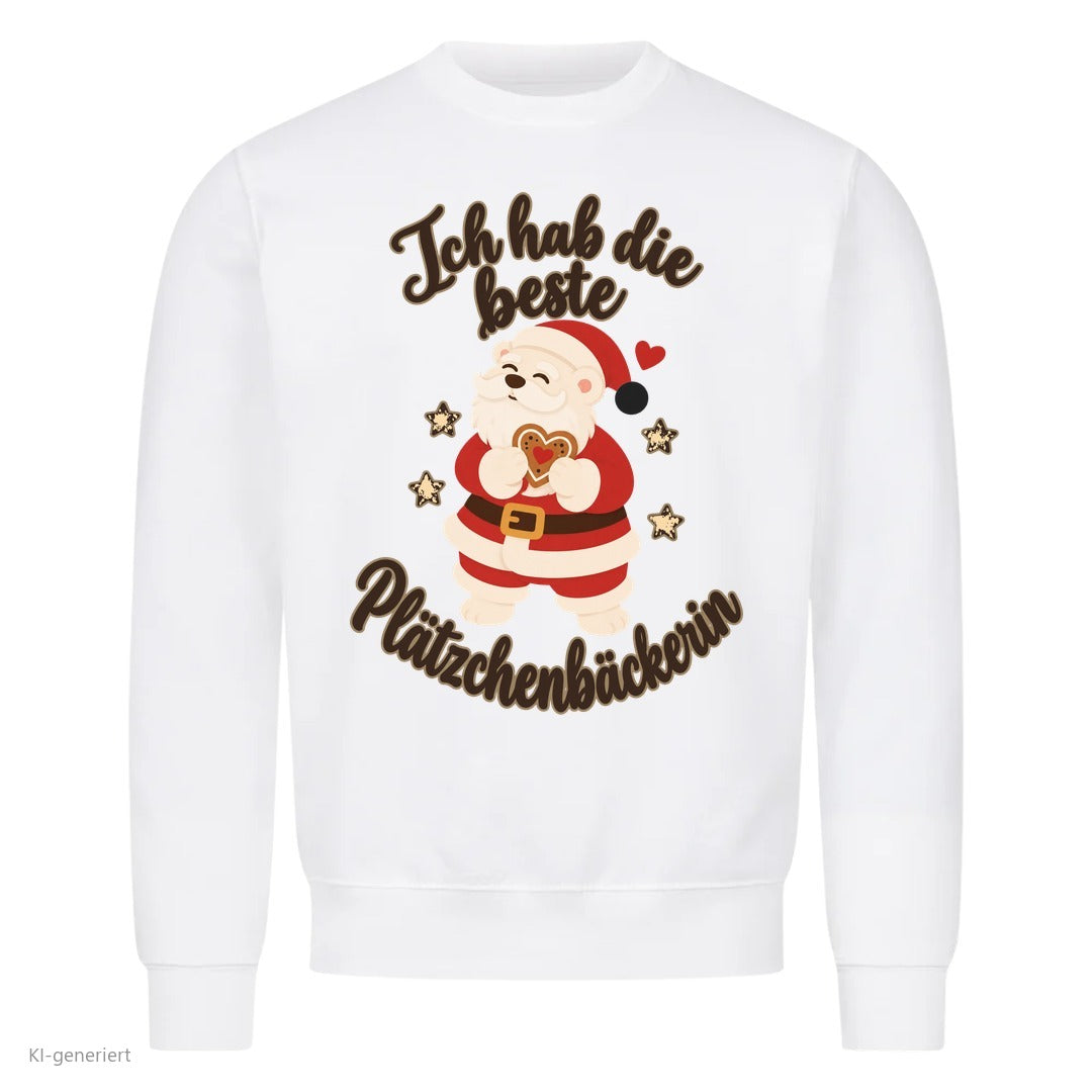 Partner Weihnachtspullover Weihnachtsmann: Ich hab die beste Plätzchenbäckerin - Sweatshirt in Weiß