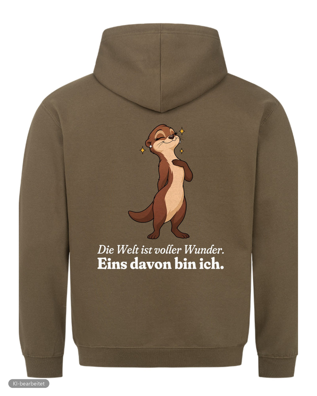 Welt voller Wunder Partnerlook Hoodies: Rückendruck, Hoodie für sie in Oliv