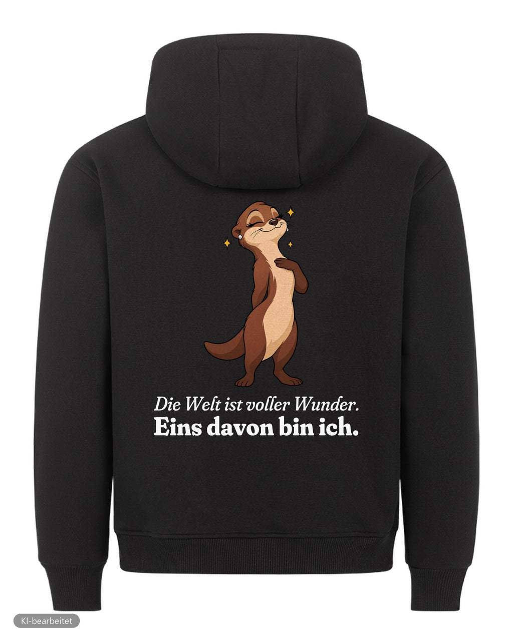Welt voller Wunder Partnerlook Hoodies: Rückendruck, Hoodie für sie in Schwarz