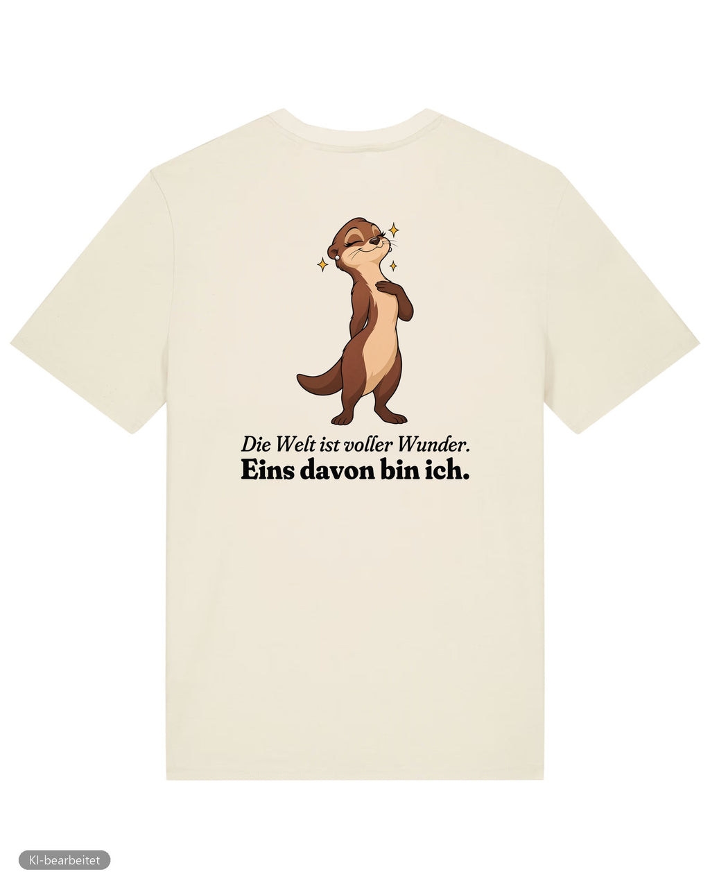Welt voller Wunder Partnerlook T-Shirts: Rückendruck, Shirt für sie in Beige
