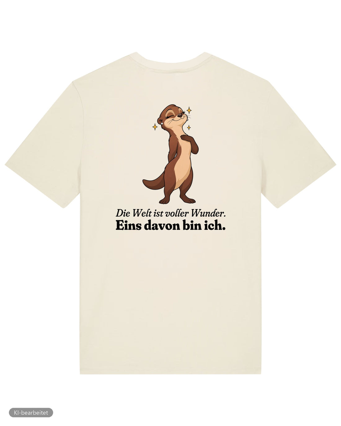 Welt voller Wunder Partnerlook T-Shirts: Rückendruck, Shirt für sie in Beige