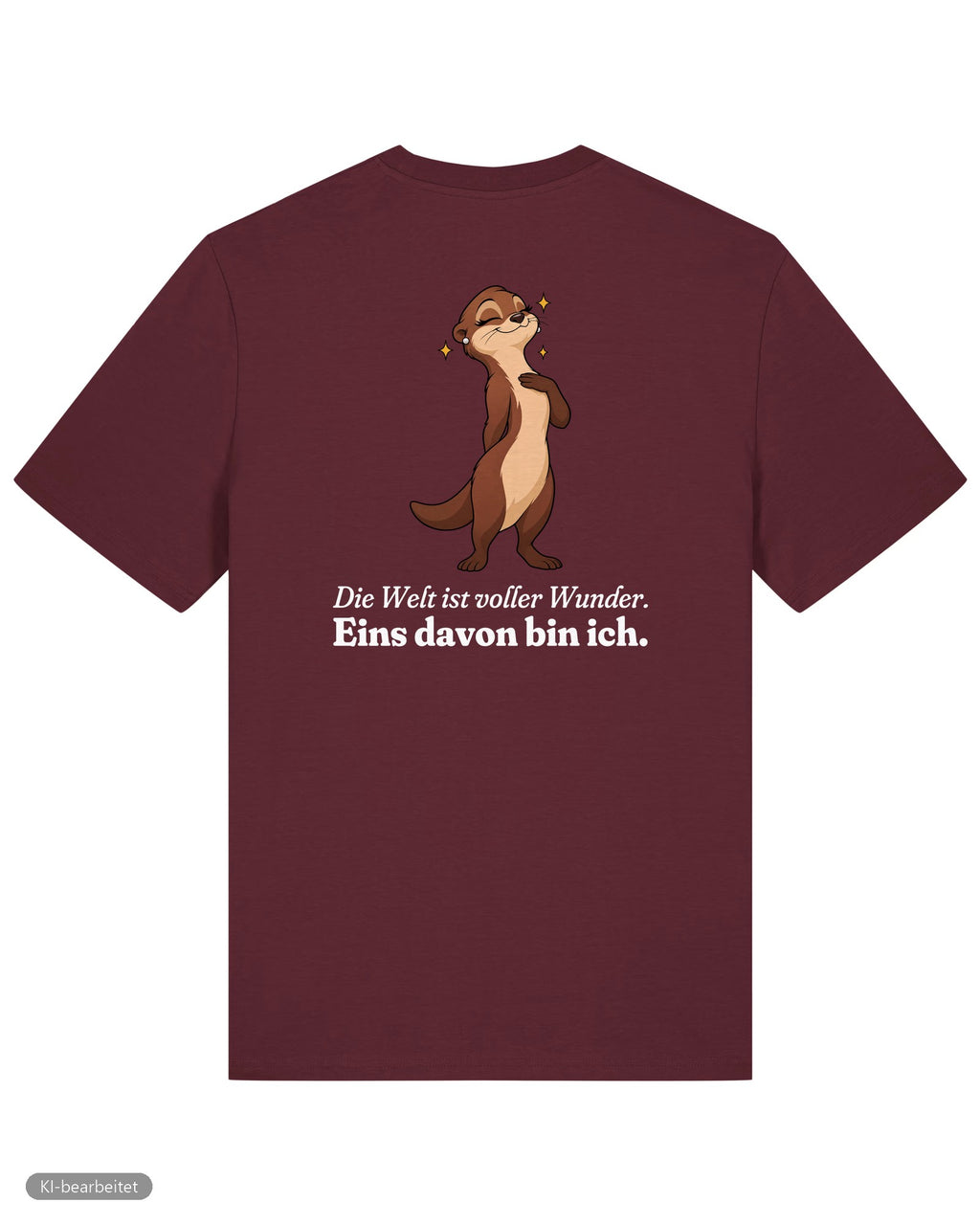 Welt voller Wunder Partnerlook T-Shirts: Rückendruck, Shirt für sie in Burgunder
