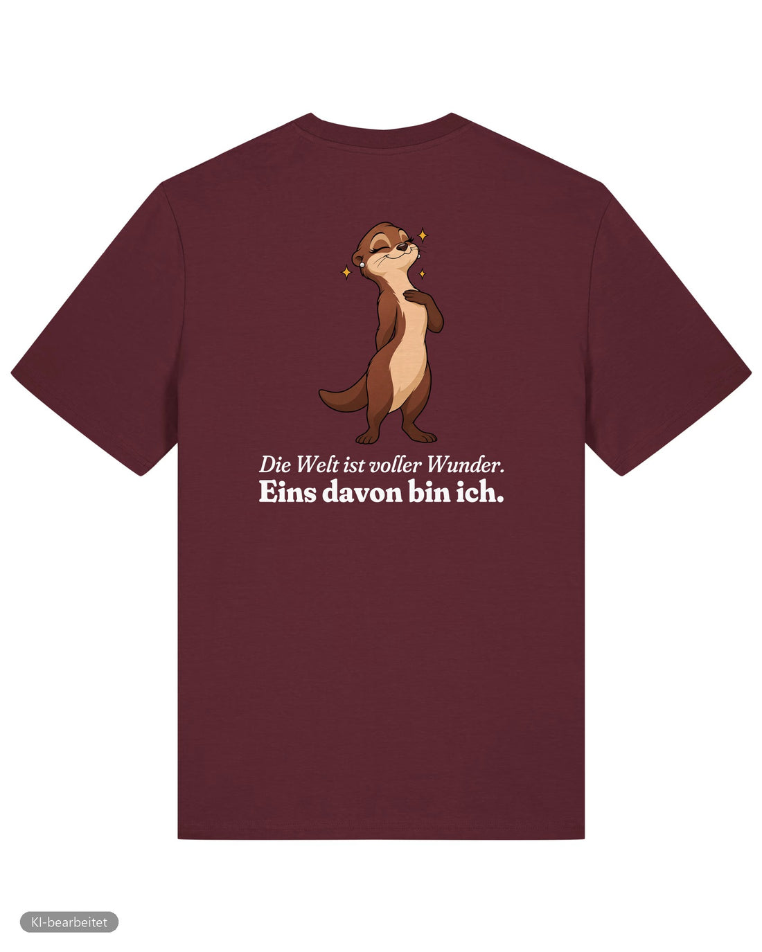 Welt voller Wunder Partnerlook T-Shirts: Rückendruck, Shirt für sie in Burgunder
