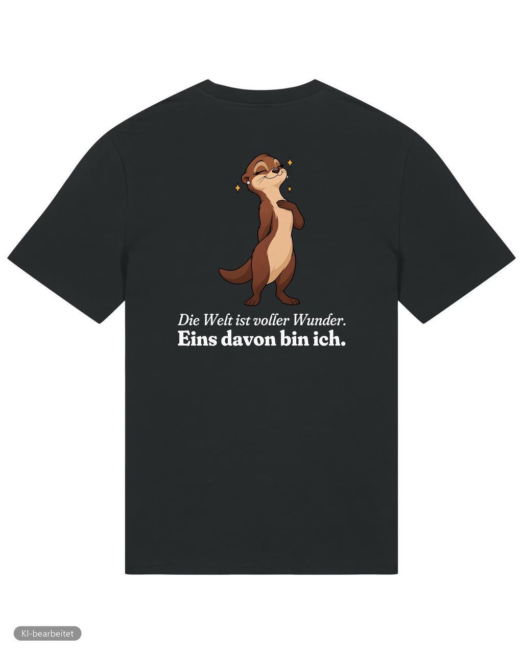 Welt voller Wunder Partnerlook T-Shirts: Rückendruck, Shirt für sie in Schwarz